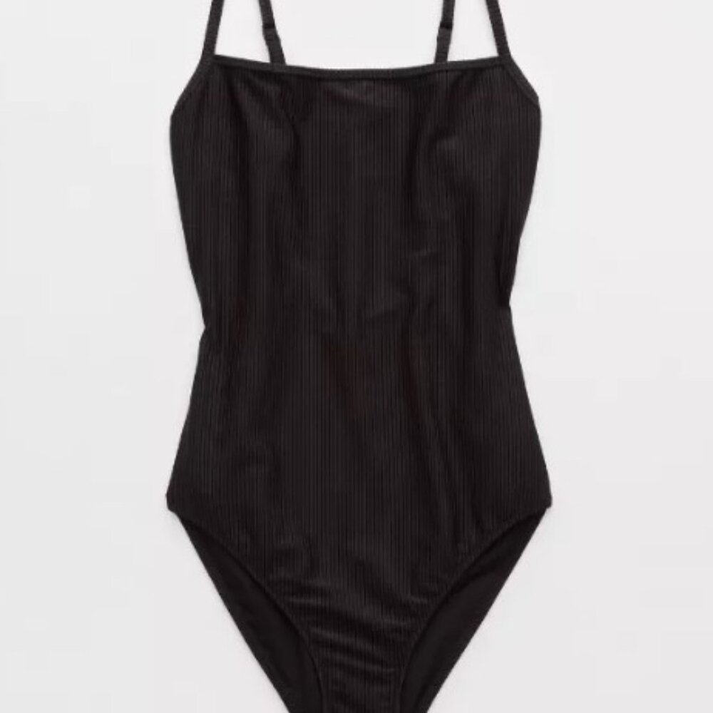 Aerie Shine Rib Scoop Full Coverage One Piece Swimsuit, (large)
